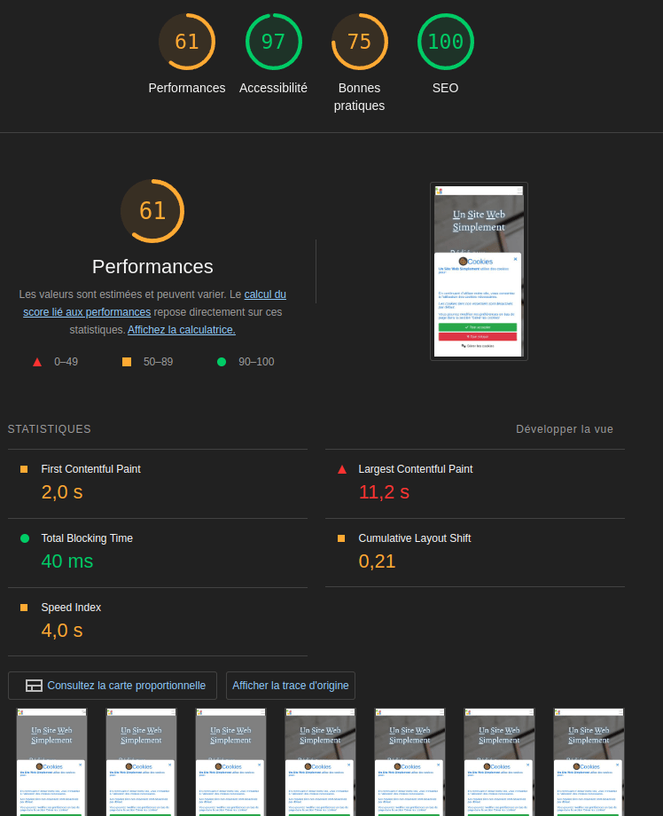 Les performances ont été améliorée sur mobile